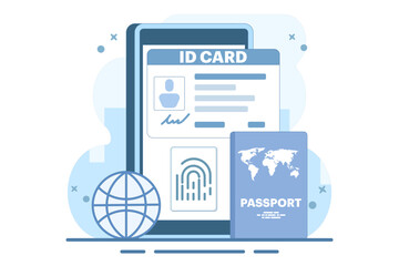 Smart ID Card Concept. Digital passport and driving license. Electronic ID card. Screen templates for smart phones, landing pages, templates, ui, web, mobile apps, posters, banners, flyers.