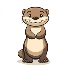 A cute, cartoon-style otter standing upright with a friendly expression. The otter has a brown body with a lighter beige belly and face.
