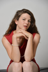 frau, schönheit, leitbild, haar, gestalten, gesicht, person, 1, brünett, glamour, leute, körper,...