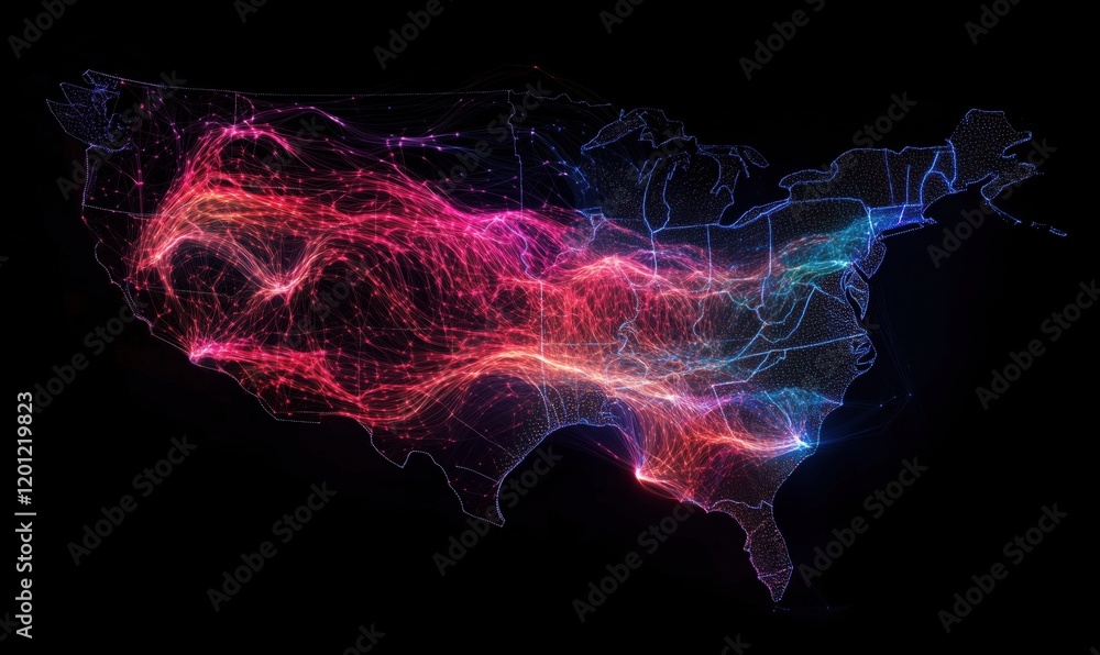 Poster dynamic network visualization of united states connectivity and data flow patterns