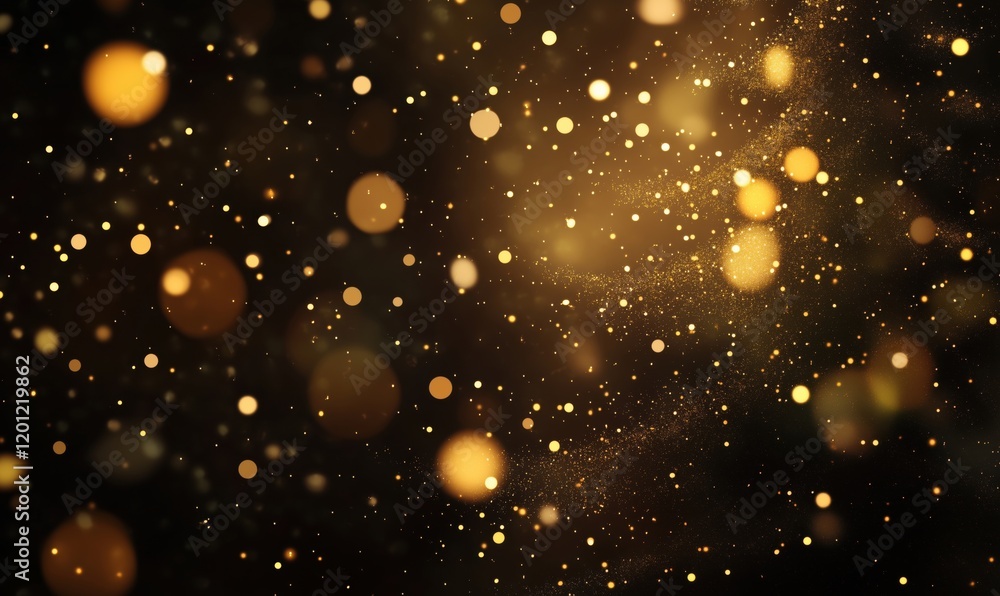 Aufkleber Golden bokeh background with shimmering particles and soft light effects, creating a festive and luxurious atmosphere