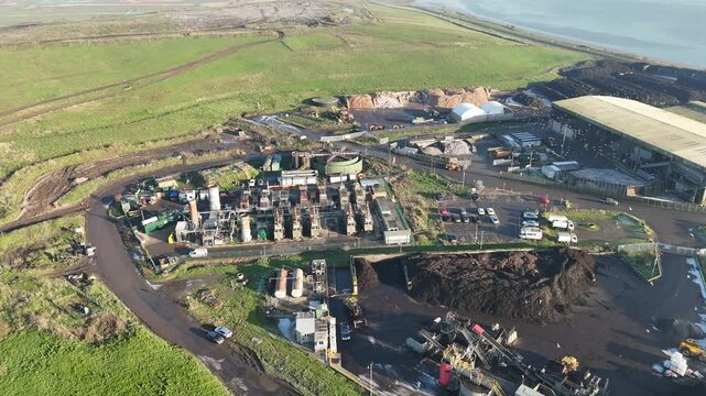 Veolia, Rainham UK Landfill site Rainham Essex Panning drone aerial