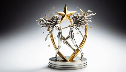 Statuette de couple amoureux en argent er or 