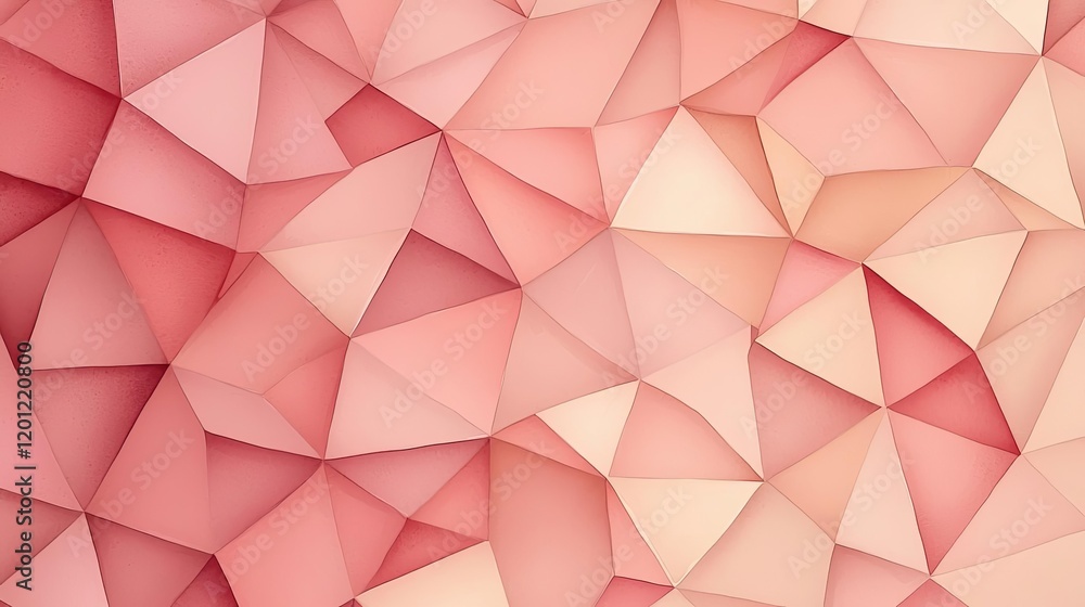 Poster polygon watercolor concept. abstract geometric background with soft pink tones and layered triangula