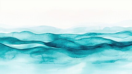 Obraz premium Ocean watercolor idea. Beautiful abstract watercolor waves in shades of teal, creating a serene atmosphere.