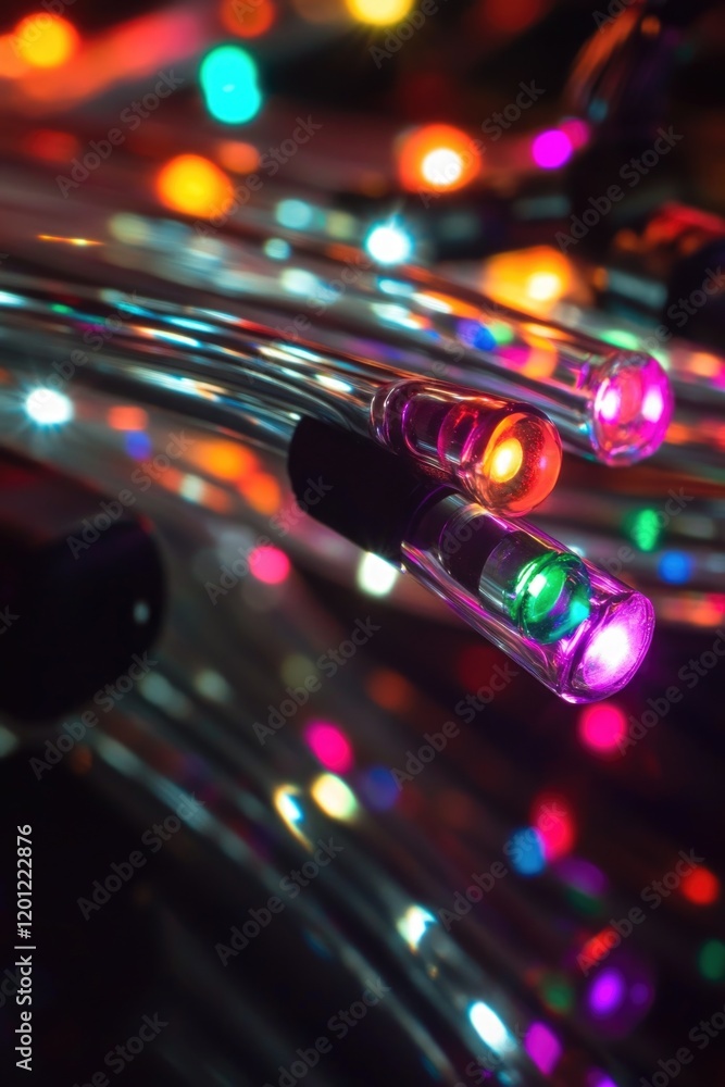 Poster A close-up shot of a bunch of colorful lights, great for highlighting and adding visual interest to your design