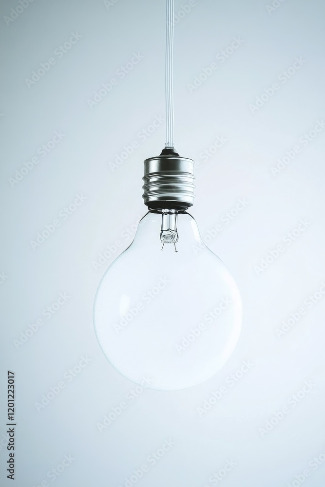 Poster a single light bulb hangs from the ceiling, ready to be turned on