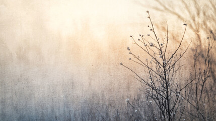 Soft morning light reveals delicate branches in a tranquil landscape