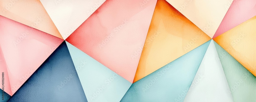Poster polygon watercolor concept. abstract geometric patterns in pastel colors create a modern design aest