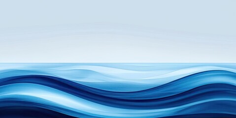Obraz premium Ocean watercolor idea. Serene blue ocean waves creating a tranquil and peaceful seascape environment.