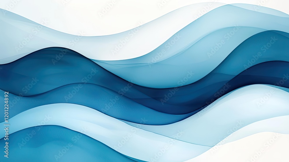 Aufkleber misty watercolor concept. abstract flowing waves in shades of blue, creating a serene and calming vi