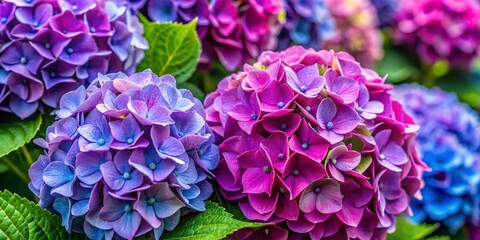Lush Hydrangea Bloom: Close-Up Aerial View of Vibrant Flower Cluster