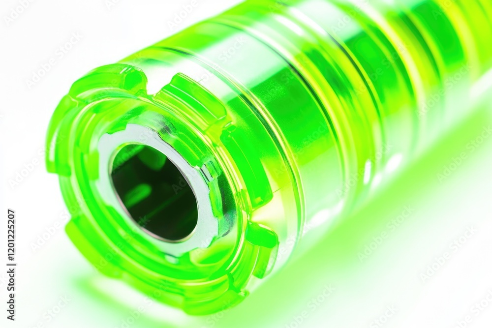 Poster Close-up view of a shiny green and silver object with intricate details