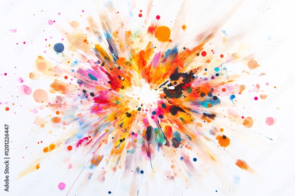 Aufkleber bright and colorful fireworks exploding against a clean white backdrop, creating a vibrant and festi