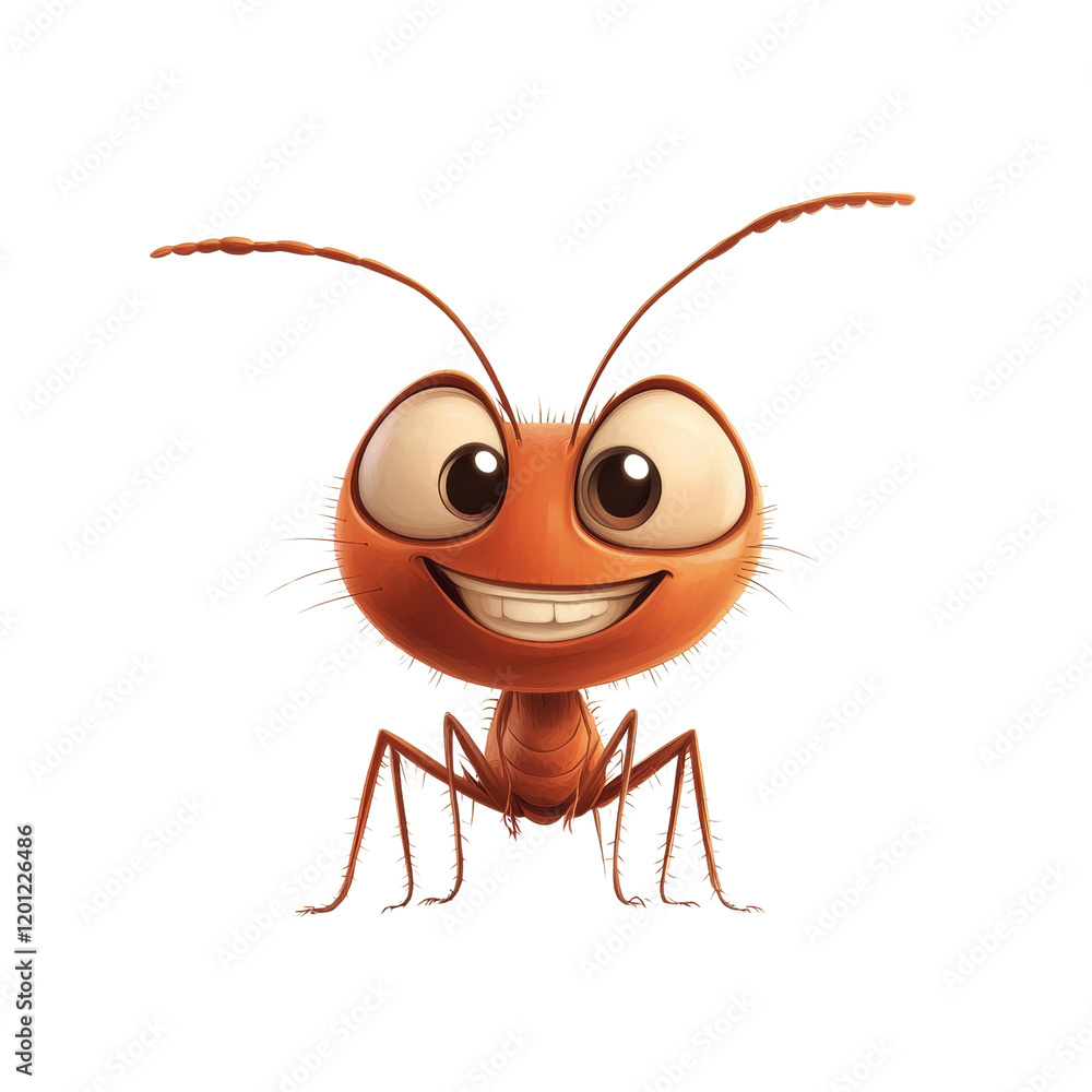 Poster a digitally rendered illustration depicts a smiling cartoon ant with large eyes and a friendly expre