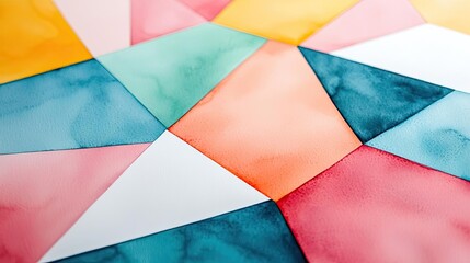 Polygon watercolor concept. Vibrant watercolor geometric pattern with colorful shapes and soft hues.