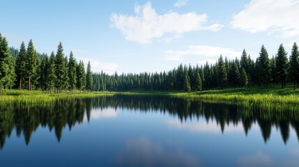 Fototapeta premium Serene Forest Lake Reflection