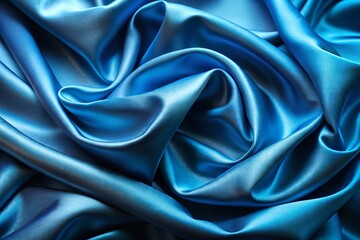 Fototapeta premium Luxurious Blue Satin Fabric Close-Up: Smooth Texture & Sheen