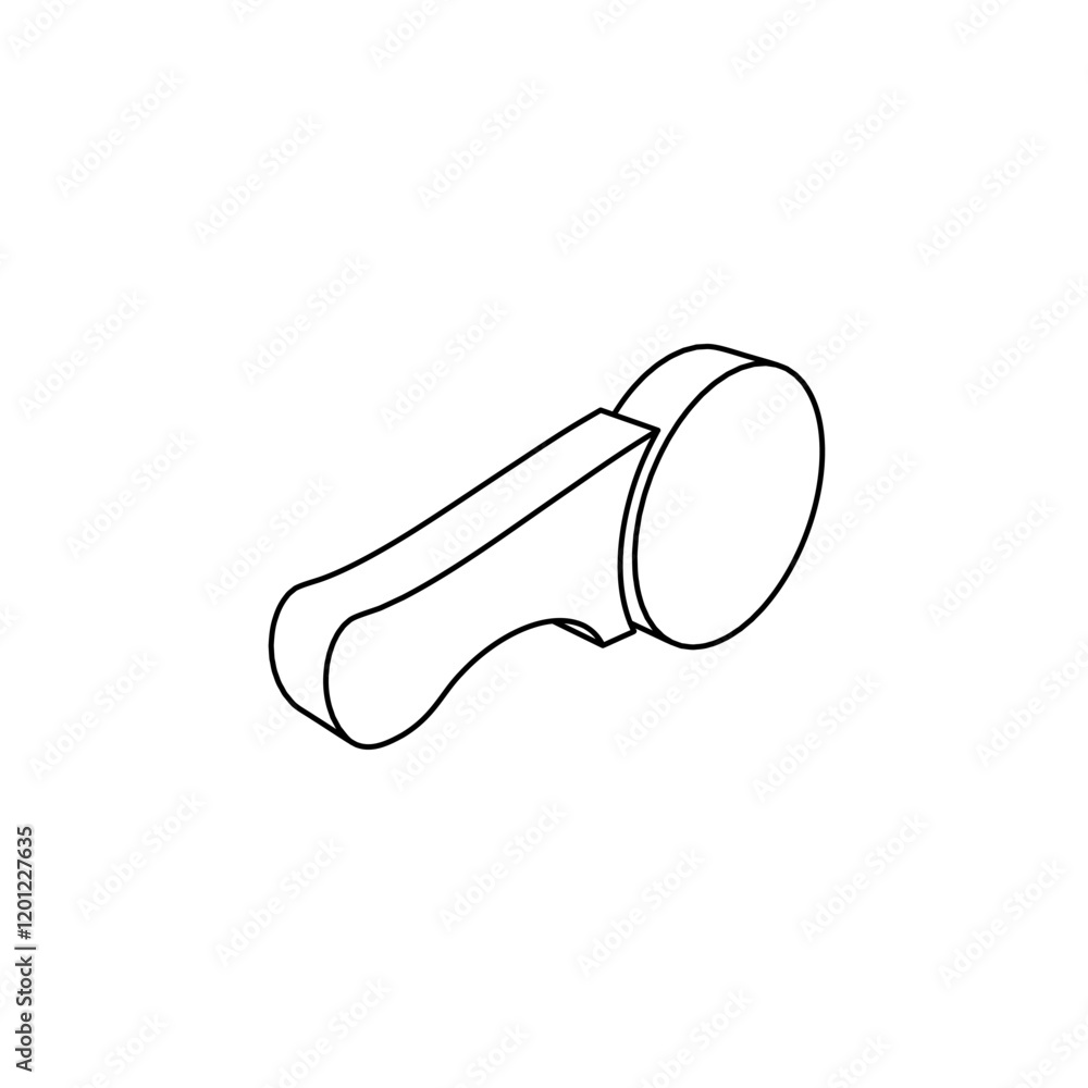 Poster the outline of a large angle grinder symbol is made with black lines. 3d view of the object in persp