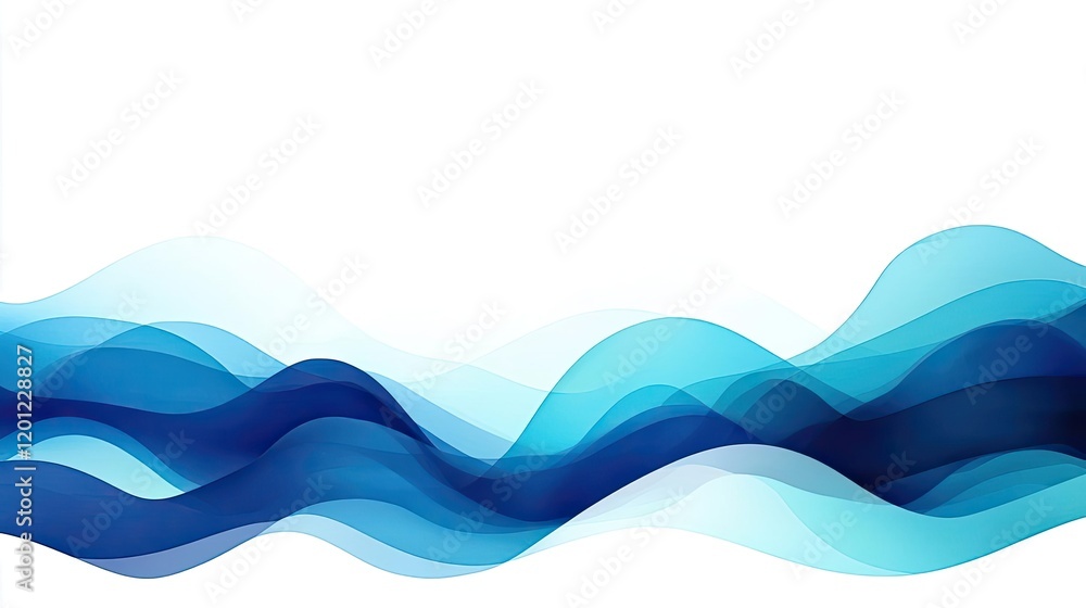 Poster ocean watercolor idea. abstract blue wave design with smooth gradients and flowing lines for creativ