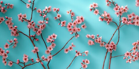 A close-up of a bunch of pink flowers on a green stem