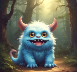 Obraz premium Illustration of fluffy and cute small monster.