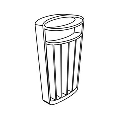 The outline of a large glass symbol is made with black lines. 3D view of the object in perspective. Vector illustration on white background