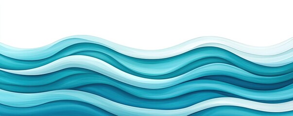 Fototapeta premium Ocean watercolor idea. Abstract illustration of smooth, flowing waves in varying shades of blue.