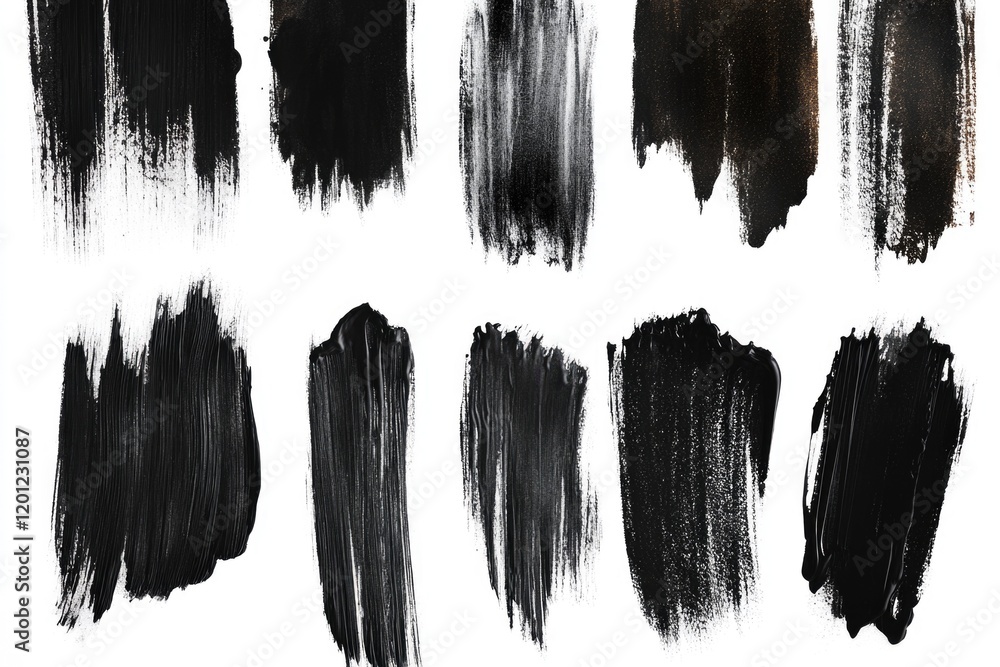 Aufkleber abstract painting featuring black strokes on a white surface, suitable for art-related projects or a