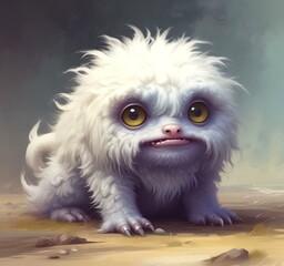 Obraz premium Illustration of fluffy and cute small monster.