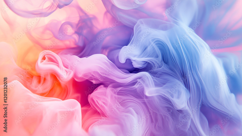 Poster colorful abstract swirl of smoke and vapor blending together in a mesmerizing display