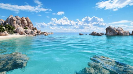 Obraz premium Serene Beach Scene with Crystal Clear Water