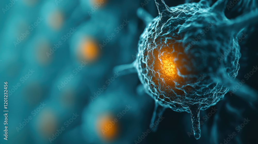 Poster macro view of virus particle being neutralized in high-resolution digital artwork