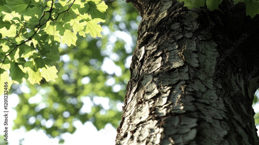 Poster Close-up view of a tree trunk, showcasing its texture and details