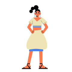 Confident Young Woman In Fashionable Summer Outfit In Flat Vector Illustration Symbolizing Style, Confidence, And Youth, Isolated On White Background