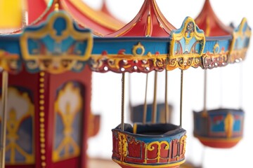 A close-up shot of a carousel ride on a white background, perfect for use in advertisements, promotions, or events