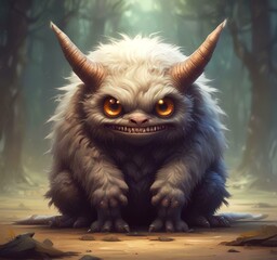 Illustration of fluffy and cute small monster.