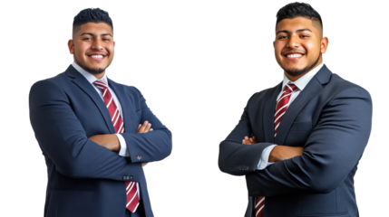 Smiling Hispanic Businessmen Posing With Confidence Generative AI
