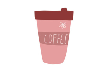 A cute pink hand-drawn coffee cup. Good for any project.