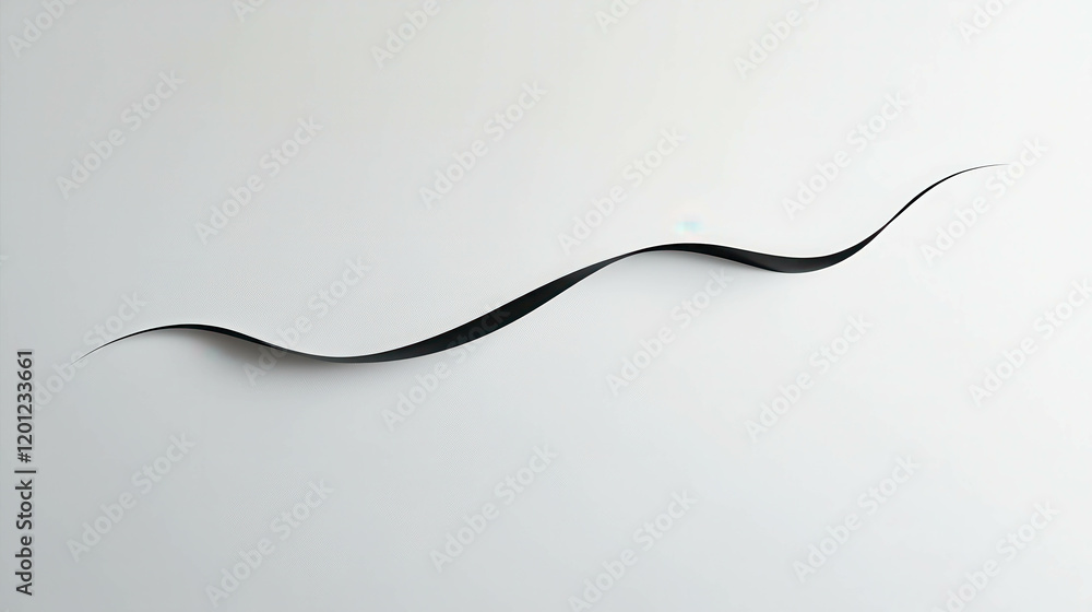 Poster minimal abstract artwork with single black curved line on soft white background