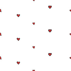 Cute, minimal, seamless pattern with hearts. Good for any project.