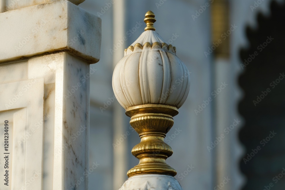 Poster Close-up shot of a white and gold building facade, suitable for use in architecture or design projects