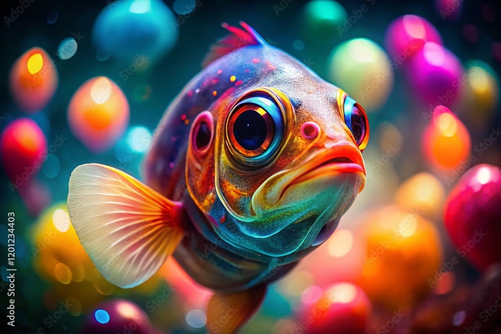 Poster macro close-up of a fish heart with bokeh background - high-resolution stock photo