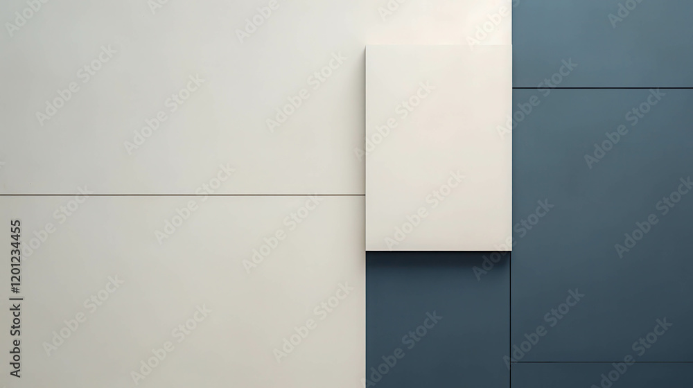 Poster minimalist geometric composition with two intersecting shapes in soft neutral tones