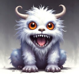Fototapeta premium Illustration of fluffy and cute small monster.