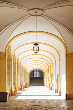 Archway in the cloister, Cluny abbey, Saone et Loire, Burgundy, France