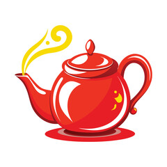 Beautiful and exceptional teapot pouring tea vector.
