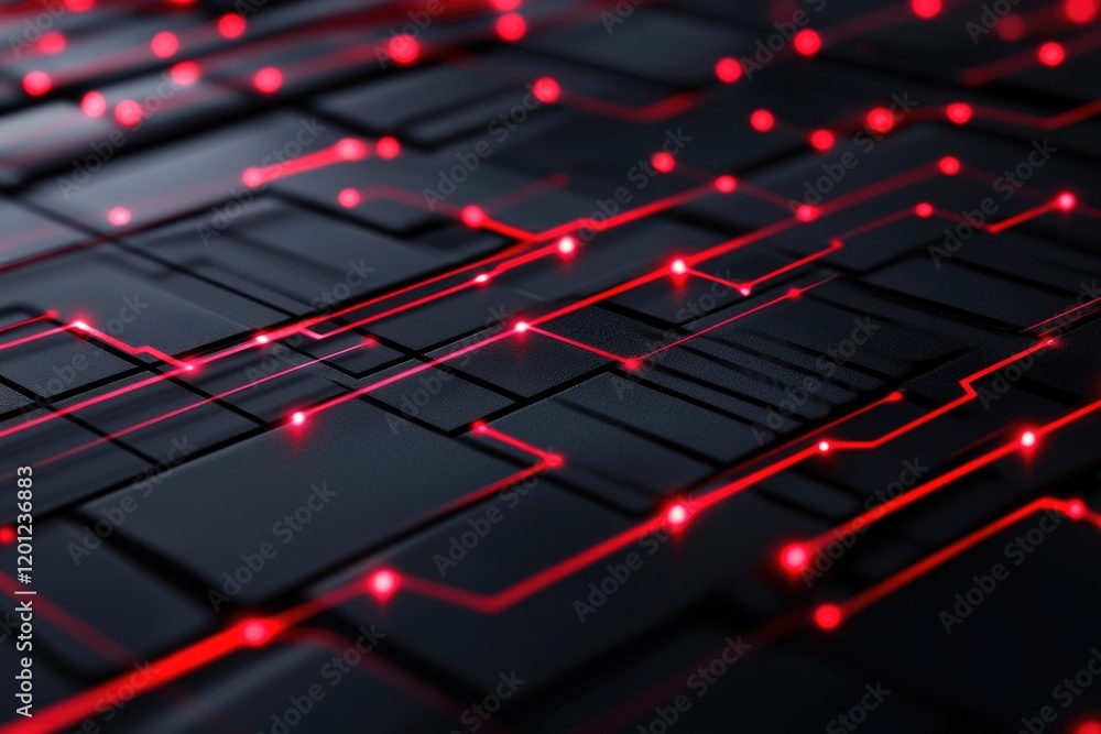 Poster A close-up view of a computer keyboard with bright red lights, suitable for use in technology and computing-related contexts
