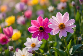 pink and white flowers