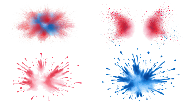 Colorful Red and Blue Ink Splashes for Creative Designs Generative AI